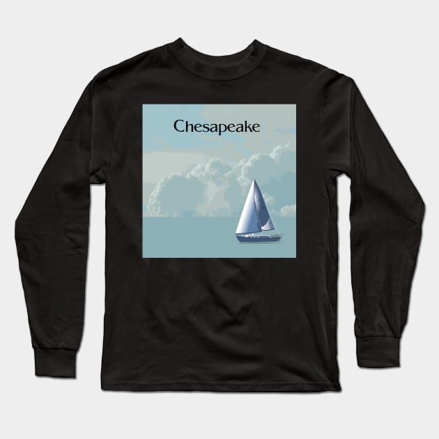 Chesapeake Sailing in the Afternoon Square Long Sleeve T-Shirt by ArtticArlo